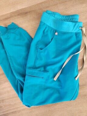 FIGS Teal Cargo Joggers with Drawstring Waist